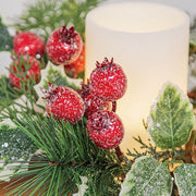 Icy Winterberry Holly & Pine Candle Ring - 4"