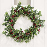 Frosted Boxwood & Gooseberry Wreath - 20"