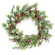 Frosted Boxwood & Gooseberry Wreath - 20"