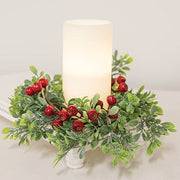 Frosted Boxwood & Gooseberry Candle Ring - 3.5"