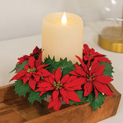 Leafy Poinsettia Candle Ring - 3"