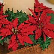 Leafy Poinsettia Candle Ring - 3"