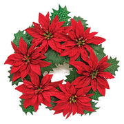 Leafy Poinsettia Candle Ring - 3"