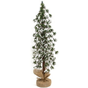 Glistening Snowy Mini Ming Pine Tree with Burlap Base - 24"