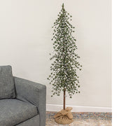 Glistening Snowy Mini Ming Pine Tree with Burlap Base - 5 Ft.
