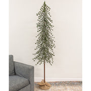 Glistening Snowy Mini Ming Pine Tree with Burlap Base - 6 Ft.