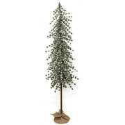 Glistening Snowy Mini Ming Pine Tree with Burlap Base - 6 Ft.