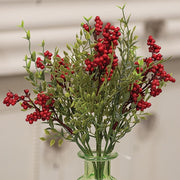 Teeny Leaves and Red Berries Bush - 11"