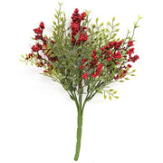 Teeny Leaves and Red Berries Bush - 11"