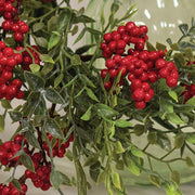 Teeny Leaves and Red Berries Candle Ring - 4"