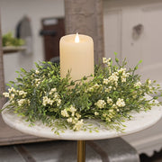 Teeny Leaves and Cream Berries Candle Ring - 6"