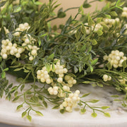 Teeny Leaves and Cream Berries Candle Ring - 6"