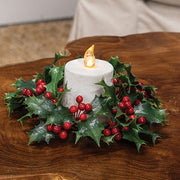 Nostalgic Holly & Berries Candle Ring - 2.5"