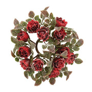 Frosted Fantasy Red Rose Candle Ring - 1.5"