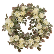 Frosted Fantasy Cream Rose Candle Ring - 3.5"