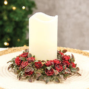 Frosted Fantasy Red Rose Candle Ring - 3.5"