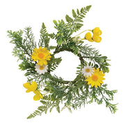Yellow & White Daisy with Ferns Ring - 12"