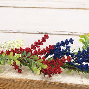 Red - White & Blue Heather & Boxwood Garland - 4ft