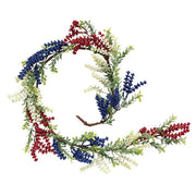 Red - White & Blue Heather & Boxwood Garland - 4ft