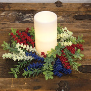 Red - White & Blue Heather & Boxwood Ring - 10"