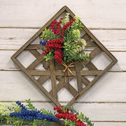 Red - White & Blue Heather and Boxwood Bouquet - 12"