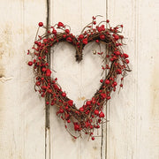 Twig Sweethearts & Red Berries Heart Wreath - 13"H