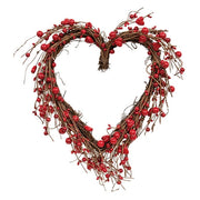 Twig Sweethearts & Red Berries Heart Wreath - 13"H