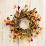 Orange & Burgundy Wildflower Heather Wreath - 18"