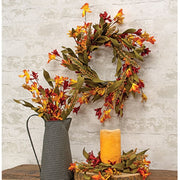 Orange & Burgundy Wildflower Heather Wreath - 18"