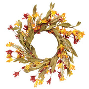 Orange & Burgundy Wildflower Heather Wreath - 18"