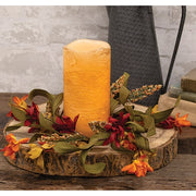 Orange & Burgundy Wildflower Heather Candle Ring - 3.5"