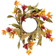 Orange & Burgundy Wildflower Heather Candle Ring - 3.5"