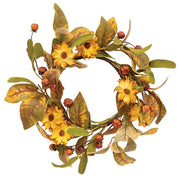 Fall Mix Daisy - Ficus Leaves - & Podka Candle Ring - 5"