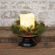 Jingle Brush Pine & Berries Candle Ring - 3.5"