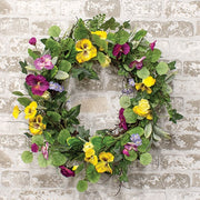 Mixed Pansy Garden Wreath - 22"