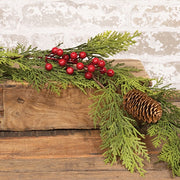 Real Touch Mixed Cedar & Red Berry Garland - 5 Ft.