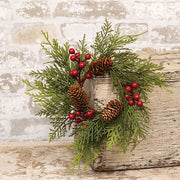 Real Touch Mixed Cedar & Red Berry Candle Ring - 3.5"