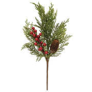 Real Touch Mixed Cedar & Red Berry Pick - 17"