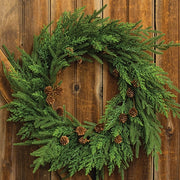 Soft Touch Needle Pine & Cones Wreath - 24"