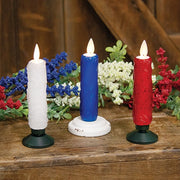 Silicone Dipped Midnight Blue Taper on Distressed White Wood Base