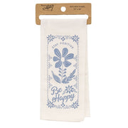 Stay Positive Be Happy Blue Floral Dish Towel - 16"x26"