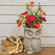 Antiqued Resin Owl Planter - 9.25"H