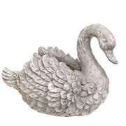 Resin Distressed Swan Planter - 8"H