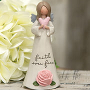 Faith Over Fear Resin Angel with Rose & Heart