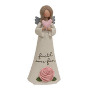 Faith Over Fear Resin Angel with Rose & Heart