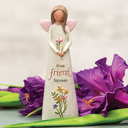 True Friend Forever Resin Angel with Flowers