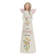True Friend Forever Resin Angel with Flowers
