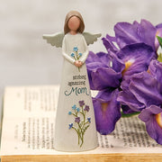Strong Amazing Mom Resin Angel with Flowers