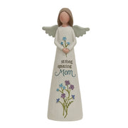 Strong Amazing Mom Resin Angel with Flowers