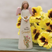 One Blessed Grandma Resin Angel with Flowers